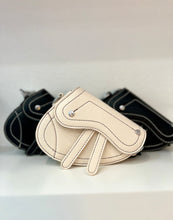 Load image into Gallery viewer, CD Inspired Black, Ivory or Beige Saddle Style Bag with White Stitching