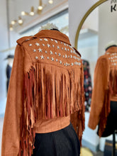 Load image into Gallery viewer, Estrella Camel Suede Zipper Up Stars Design Cowgirl Jacket