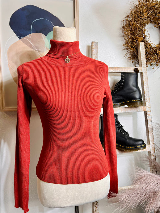 Cynthia Black, Off White, Redwood, Turtleneck Long Sleeve Sweater