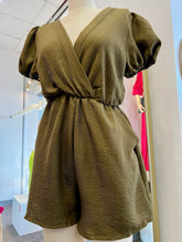 Load image into Gallery viewer, Grecia Olive Short Sleeve Romper
