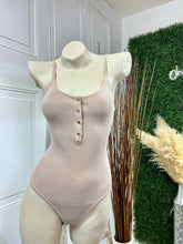 Load image into Gallery viewer, Sidney Black or Taupe Spaghetti Strap Ribbed Buttoned Up Bodysuit