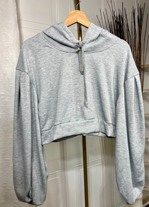 Diana Heather Gray Pole String Crop Hoodie