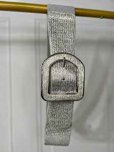 Arleth Silver and Khaki Elastic Leather Belt