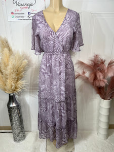 Alyson Lavender or Blue V Neck Flowy Maxi Dress