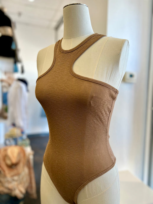 Sarahi Brown Spaghetti Strap Bodysuit