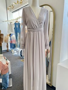 Katelyn Navy Blue or Light Gray Long Dress with Long Sleeve