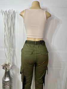 Aline High Waisted Cargo Joggers W/ Belt