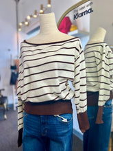 Load image into Gallery viewer, Leanne Off Shoulder Long Sleeve Striped Sweater Knit Top