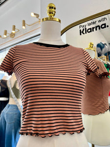 Tessa Rust/Black Lined T-Shirt