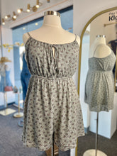 Load image into Gallery viewer, Sabrina Sage print rayon gauze, spaghetti strap romper
