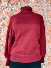 Load image into Gallery viewer, Priscilla Brown Or Red  Puff Sleeves Cinched waist turtleneck.