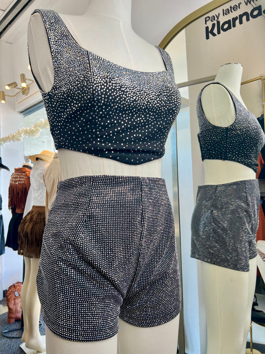 Janice 2 Piece Rhinestone Short Set
