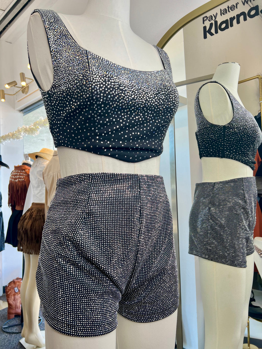 Janice 2 Piece Rhinestone Short Set