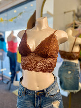 Load image into Gallery viewer, Valentina Brown Floral  Long Laced Bralette