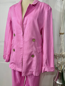 Leanne Natural or Keylime Classic or Pink Slip Pockets Linen Blazer