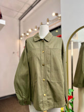 Load image into Gallery viewer, Yadira Olive Green Buttoned Up Oversize Light Weight Jacket