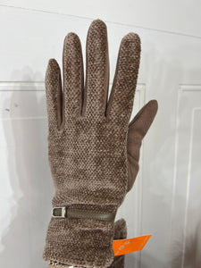 Alisa Beige and Gray Suede Gloves