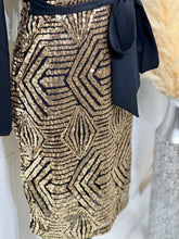 Load image into Gallery viewer, Amie-Lee Black and Gold Surplice Sequence Short Dress