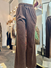 Load image into Gallery viewer, Genevie Brown Elastic Waist Velour Sweatpants