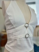 Load image into Gallery viewer, Ana White or Beige Elastic Halter O-Ring Top