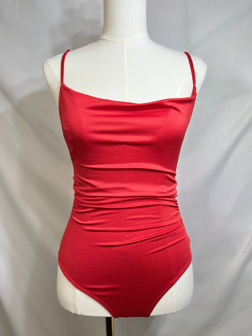 Viviana Red or White Cowl Neck Bodysuit