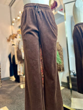 Load image into Gallery viewer, Genevie Brown Elastic Waist Velour Sweatpants