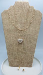 2 Chain 2-Sided Chunky Heart paper clip Necklace