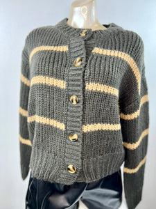 Itza Fluffy striped button-down cardigan