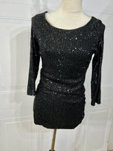 Load image into Gallery viewer, Channel Truly Magical Black Sequins Mini Dress