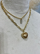 Load image into Gallery viewer, Betty Double Gold Chain Necklace with a 2-sided heart