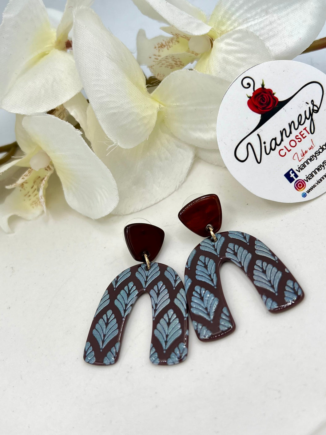 Emma Brown and Blue Acrylic Earrings