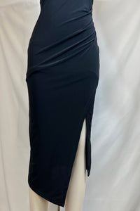 Lizeth Black or Pink Side Rushing Detail Midi Dress