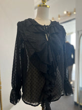 Load image into Gallery viewer, Kendra Black Long Sleeve Ruffle Top