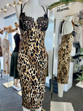 Load image into Gallery viewer, Pamela Stretchy Lace Up Animal Print Midi Dress
