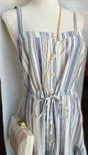 Load image into Gallery viewer, Stacey Navy Combo Linen Long Dress