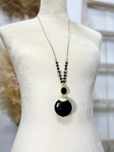 Load image into Gallery viewer, Iris Long Black Precious Stone Necklace