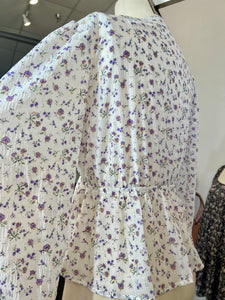 *CLEARANCE* Lilac Floral Front Tie Top