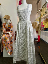 Load image into Gallery viewer, Olivia Long White and Steely Gray Flower Embedded Dress