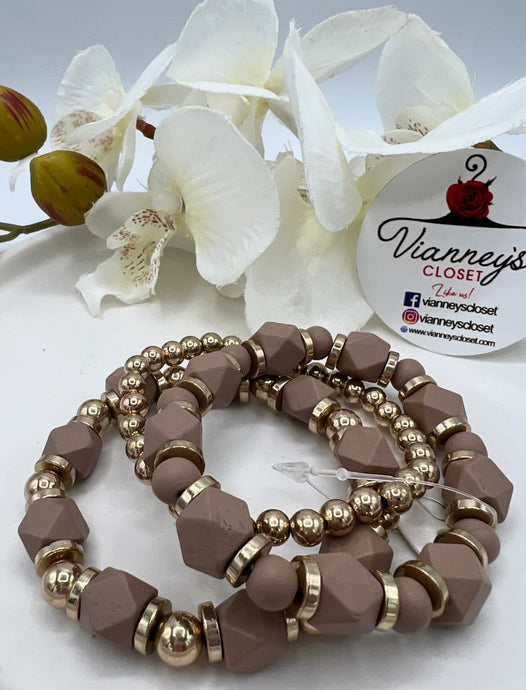 Aria Green or Beige Wooden Beaded Bracelet