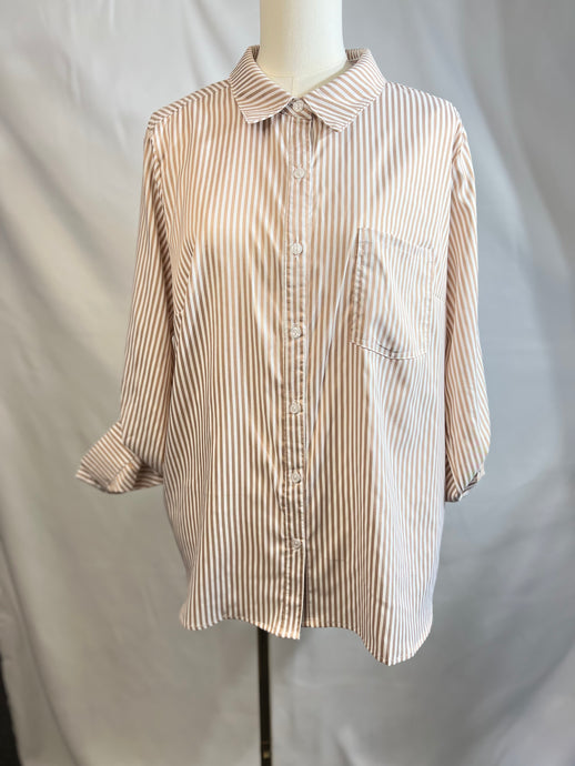 McKenzie Taupe Long Sleeve Striped Top