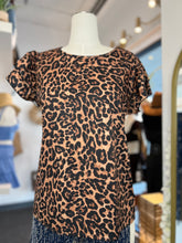 Load image into Gallery viewer, Sophia Ruffled Sleeve Round Neck Animal Print Top