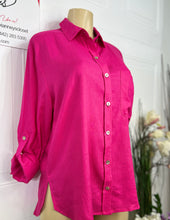 Load image into Gallery viewer, Larissa Hot Pink or Beige Buttoned Rolled up Long Sleeve Top