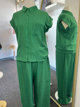 Load image into Gallery viewer, Anna Spruce Green Short Sleeved Blouse and Pants Set