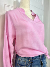 Load image into Gallery viewer, Clarissa Mint or Pink Linen Long Sleeve V Neck Casual Fit Top