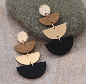 Allyson Wooden Drop with Gold Earrings