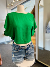 Load image into Gallery viewer, Helen Kelly Green Elastic Back Waist Crop Top
