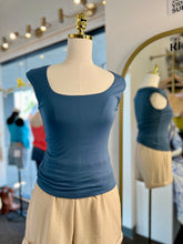 Load image into Gallery viewer, Hailey Fog, Olive, Slate Blue, Black Square Neck Wide Sholder Sleeveless Top