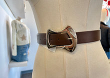Load image into Gallery viewer, Zoe Dark Brown Asymmetric Leather Belt