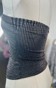 Clearance* Savy Multi Color Shimmer Cropped Tube Top