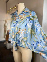 Load image into Gallery viewer, Mirna Sky Blue Floral Print Long Sleeve Blouse